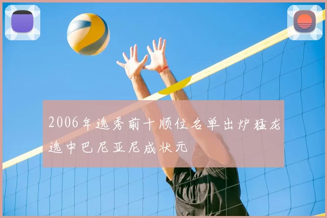 2006年选秀前十顺位名单出炉猛龙选中巴尼亚尼成状元